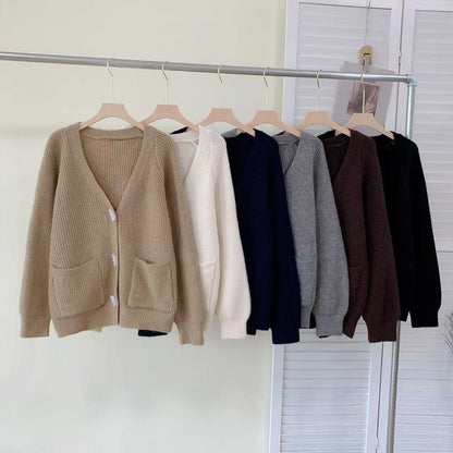 Winter New Horn Button Loose Sweater Coat