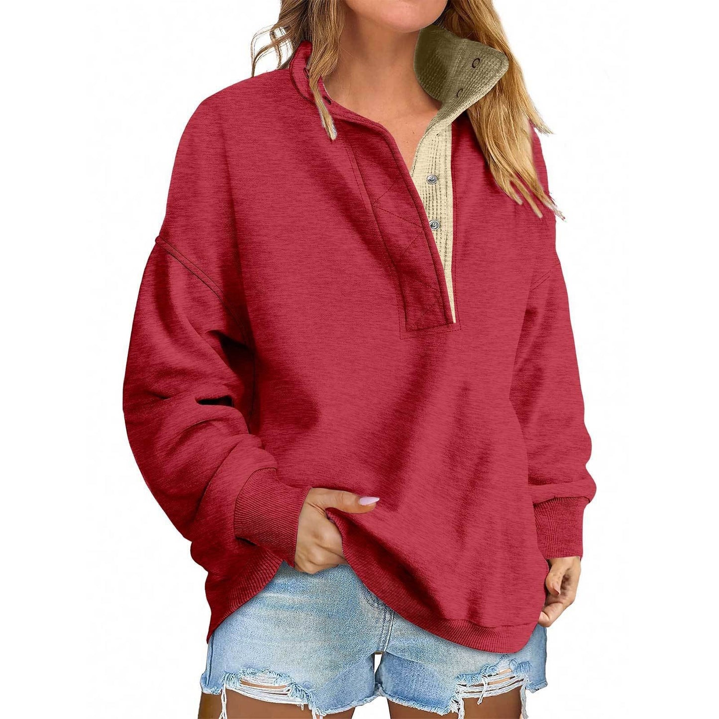 Pullover Leisure Loose Button Sweater For Women