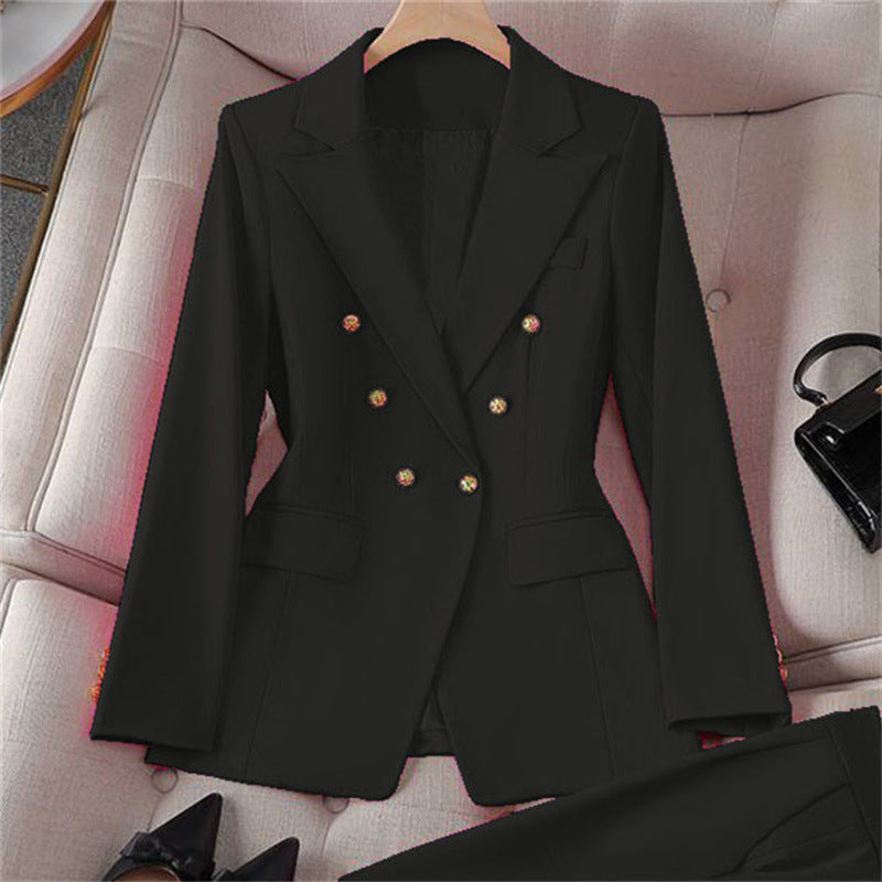Small Suit Retro Jacket Slim Fit Fashionable Women's Casual Design Top Trousers Suit