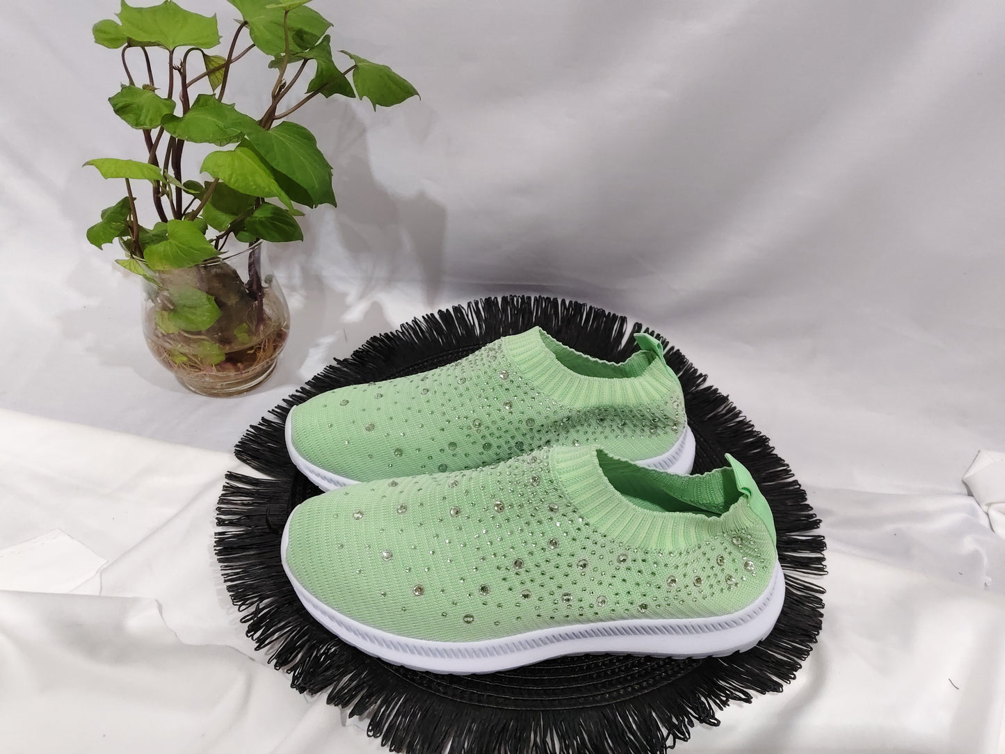 European And American Plus Size Rhinestone Stretch Sock Shoes Casual Men And Women Sneaker