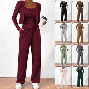 Sports Casual Lazy Design Comfortable Coat Suspender Trousers Three-piece Suit