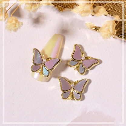 Nail Beauty Crystal Butterfly Transparent Golden Edge Metal Rhinestone Stereo Nails Shell Butterfly Diamond Decorations