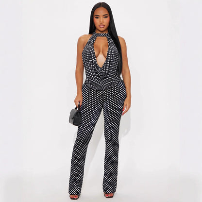 Women's Spot Print Chest-wrapped Hanging Suit
