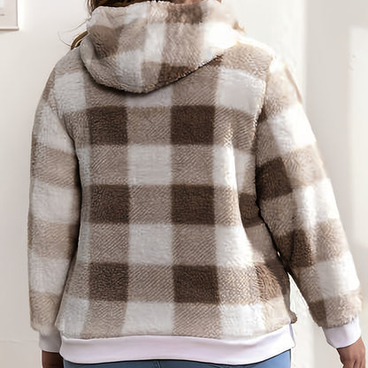 Sweater Hooded Plaid Plush All-matching