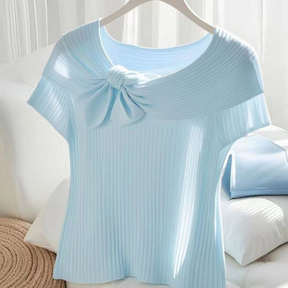 Thin Inner Match French Light Blue Ice Silk Short Sleeve