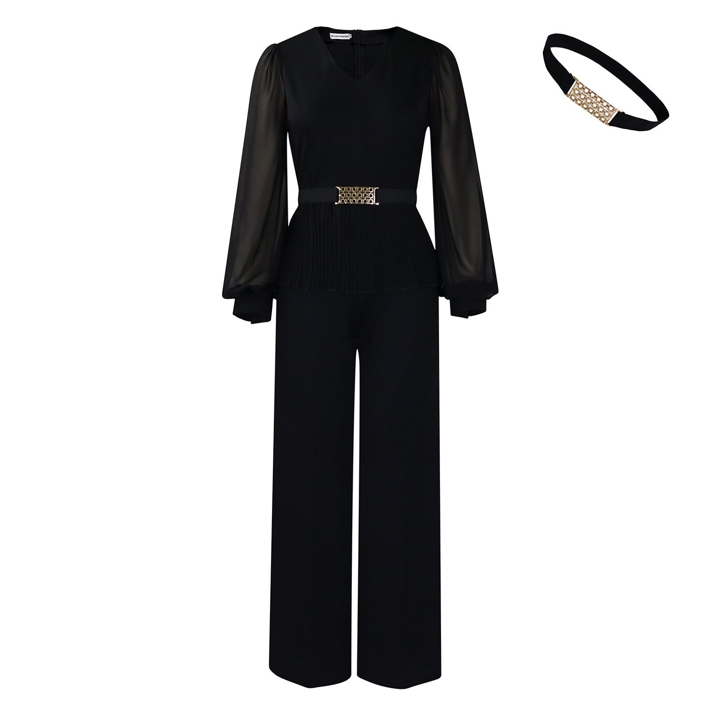 Pleated Waist Tight Top Wide Leg Pants Ol Suit
