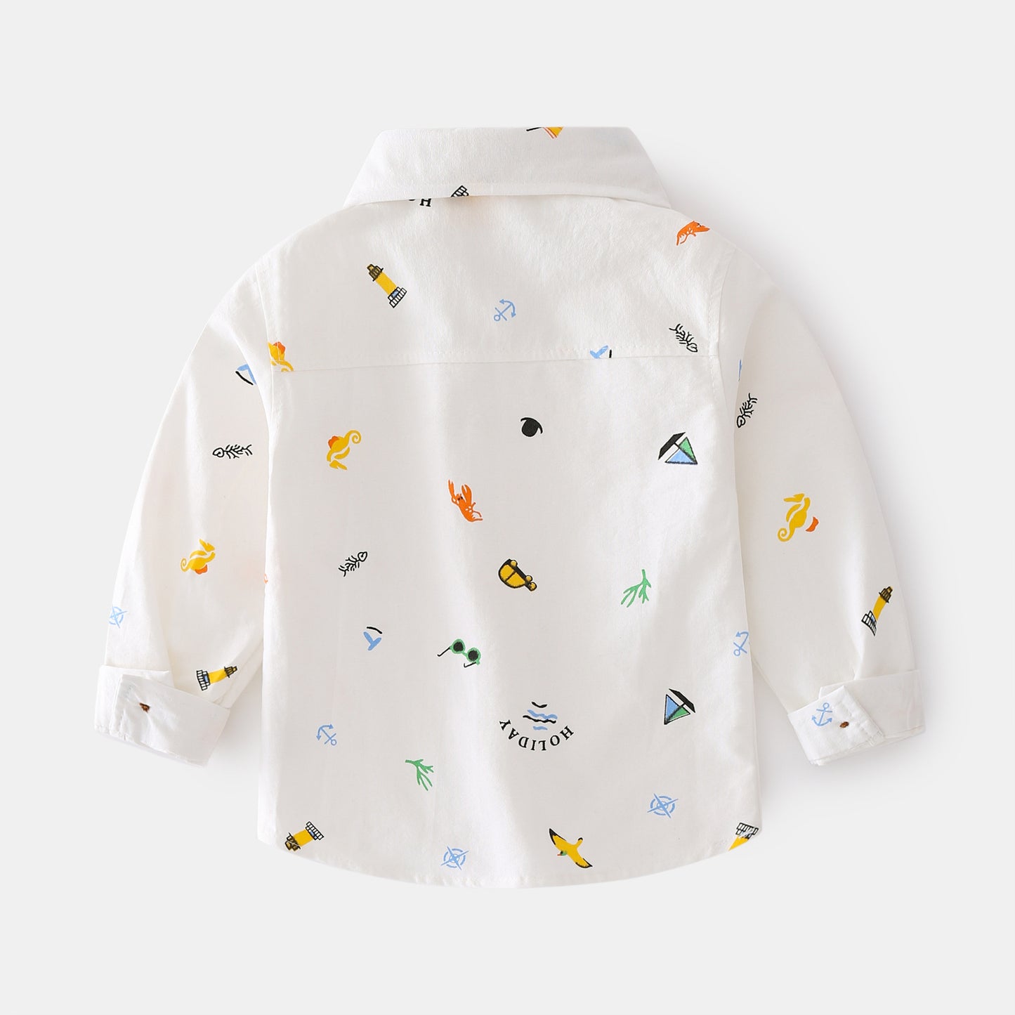 Boys Long Sleeve Lapel Shirt Cartoon Print Casual Shirt Kids Cool Long Sleeve Shirt