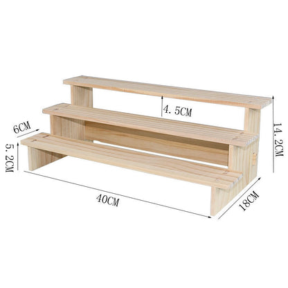 Desktop Blind Box Storage Display Stand Wooden Ladder Display Rack