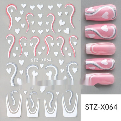 New Nail Beauty Black And Silver Strip Sticker