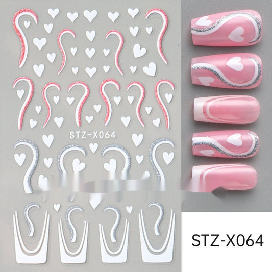 New Nail Beauty Black And Silver Strip Sticker