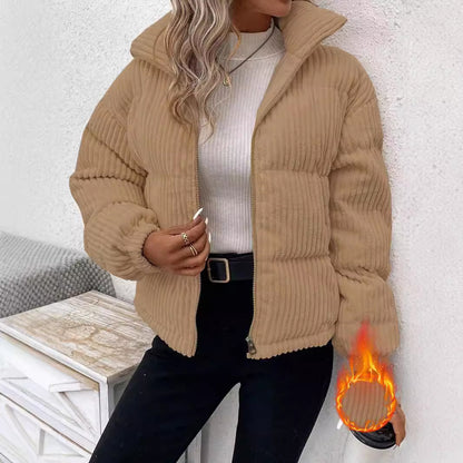 Commute Style Stand Collar New Pure Color Cotton Clothing