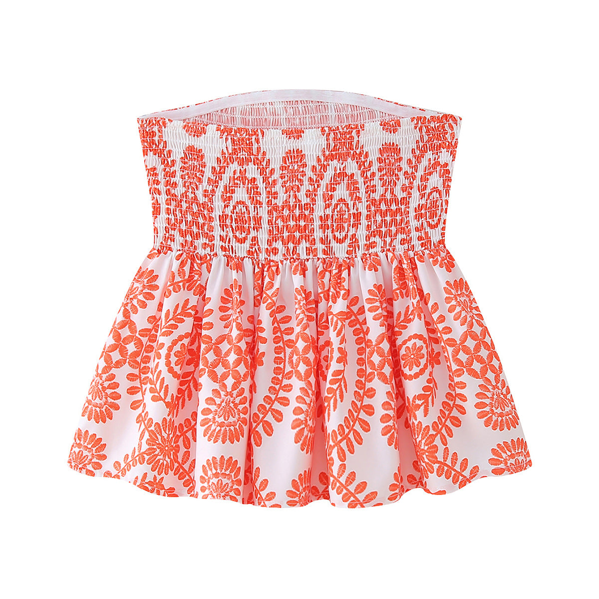 Printed Short Shirt Women's Elastic Waist Strapless Tube Top