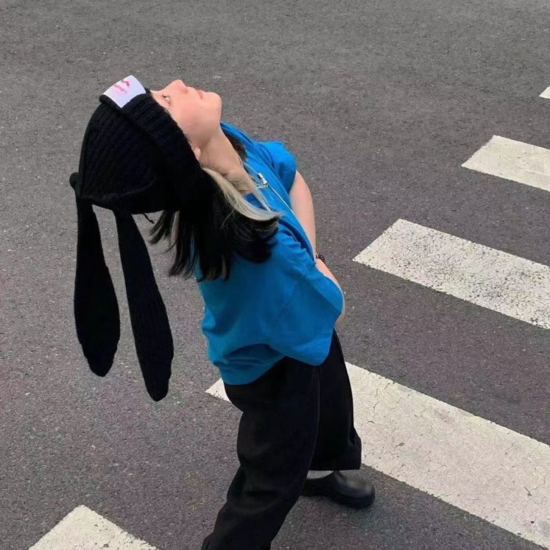 Special-interest Design Long Ears Rabbit Knitted Woolen Cap Cute Warm Hat