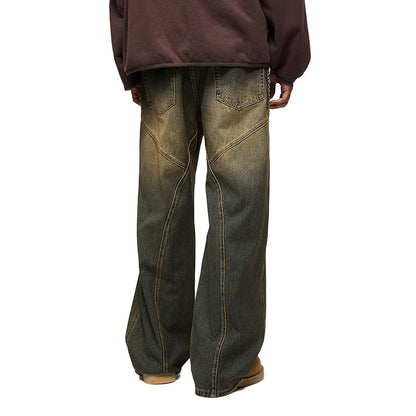 Men's Clothing Street Three-dimensional Cutting Worn Jeans