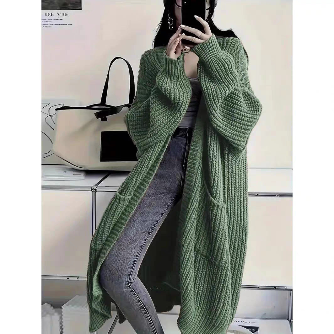 Overknee Sweater Coat Women's Loose Long-sleeved Knitted Cardigan
