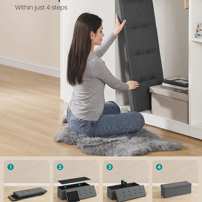 Cotton And Linen Storage Stool Multi-functional Folding Storage Box