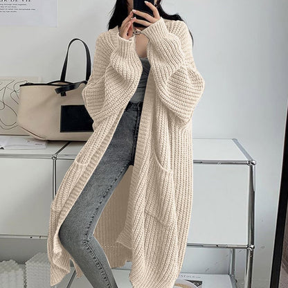 Overknee Sweater Coat Women's Loose Long-sleeved Knitted Cardigan