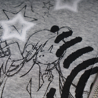 Sweet Cool Graffiti Printing Cat Ears Hooded Sweater