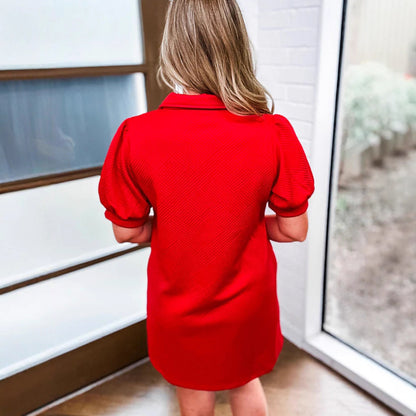 Solid Color Printing Short Sleeve Dress