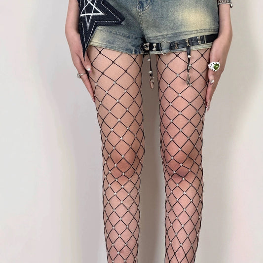 High Elastic Fishnet Black Silk Stockings