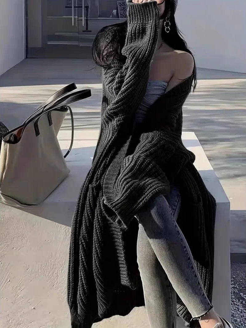 Overknee Sweater Coat Women's Loose Long-sleeved Knitted Cardigan