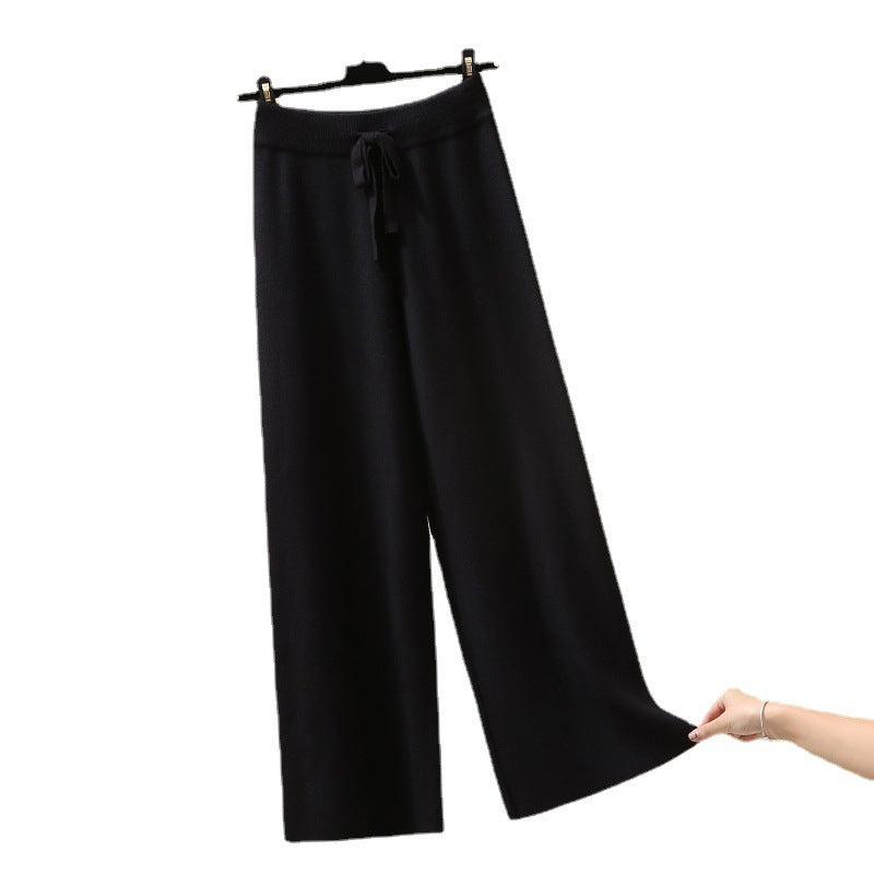 High Waist Straight Loose Thick Knitted Trousers Draping Mop