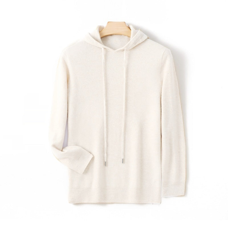 Men's Hooded Solid Color Skin-friendly Knitted Warm Hoodie Bottoming Shirt