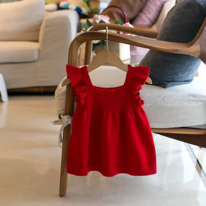 Children's Clothing Kids' Sweater Girls' Sundress Solid Color