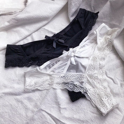 Sexy Solid Color Cross Butterfly Low Waist Seamless Underwear