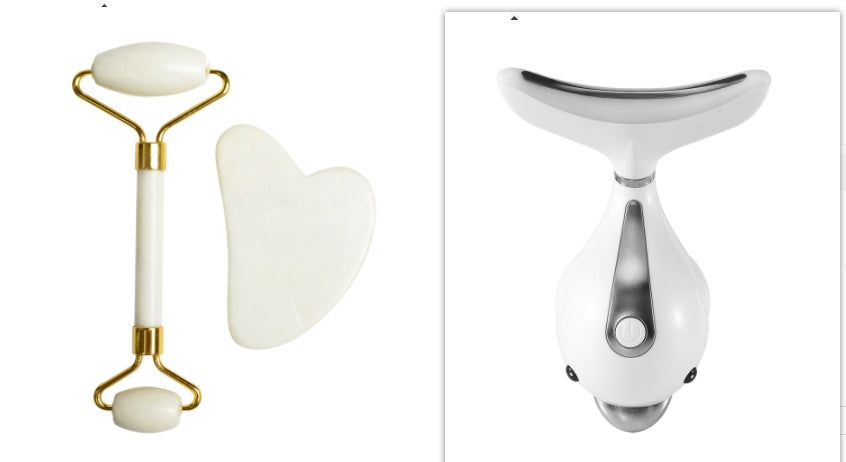 Set Beauty Scraping Board New  Jade Roller Heart-shaped Scraping Board Facial Facial Beauty Device In Stock