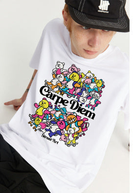 INF Men's Clothing Skateboard Bear Street Printing T-shirt