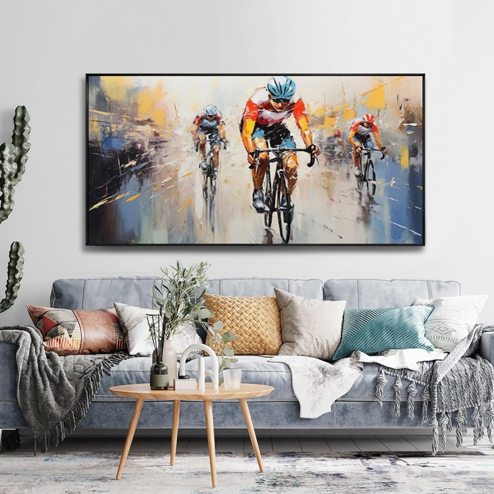 High Quality Athletes Sports Handmade Oil Painting Bicycle Equestrian Football Ice Hockey Portraits Large Canvas Art Showpiece For Home Decoration Living Room Wall Picture