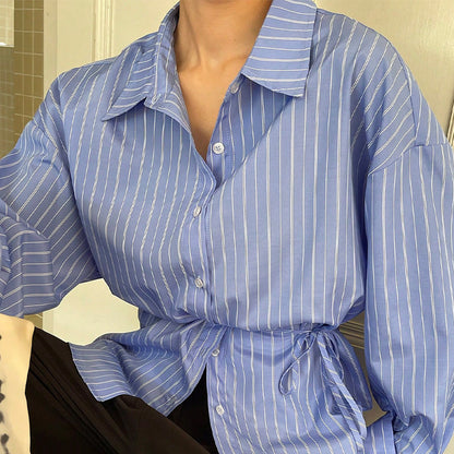 Temperament Striped Long Sleeved Shirt