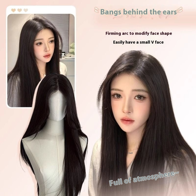 Jaulin Wig Women's Long Hair Forehead Lace Full-head Wig New Artificial Natural Mid-length Long Straight Hair Full Top Wig