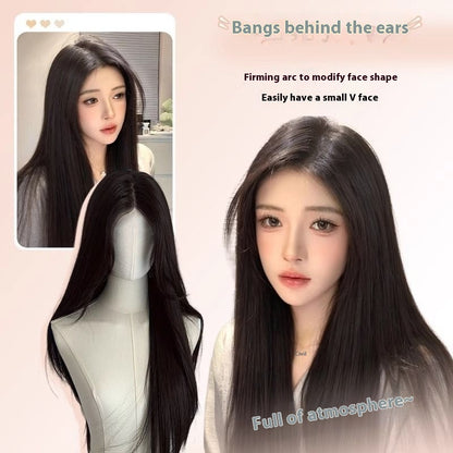 Jaulin Wig Women's Long Hair Forehead Lace Full-head Wig New Artificial Natural Mid-length Long Straight Hair Full Top Wig