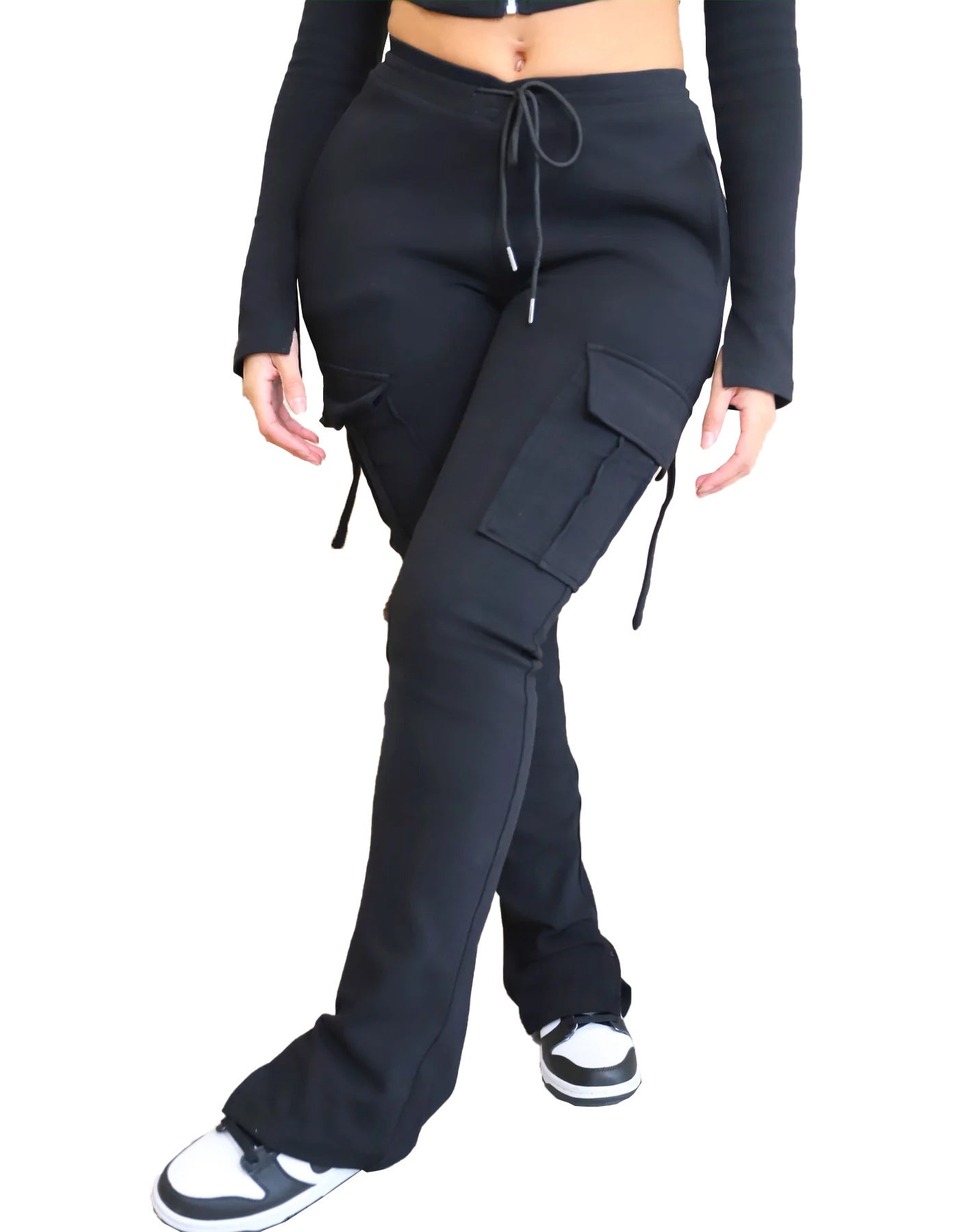 Women's Casual Tight Sportswear Multi-pocket Top Pants Suit