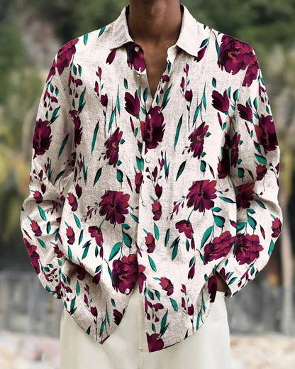 Long Sleeve Floral Shirt Fashion City Loose Men's Clothing Casual Pullover