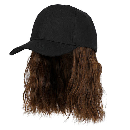 Natural New One-piece Wig Women's Short Curly Hair Baseball Hat