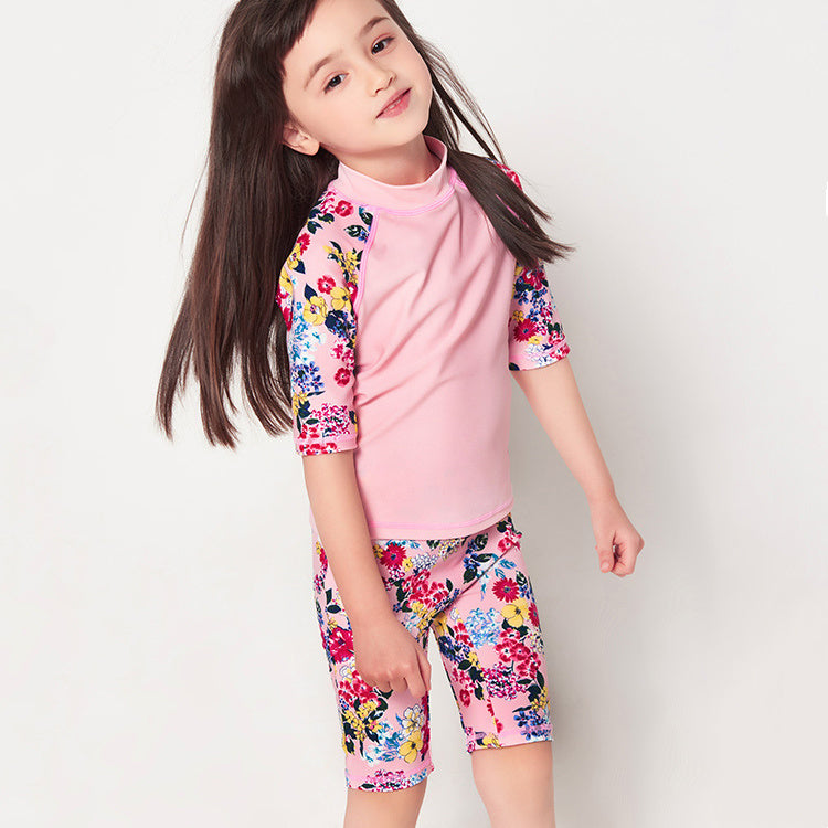 Yi Zi Children's Swimwear Girls Swimwear Baby Baby Split Pants Swimwear Big Kids Sunscreen Swimwear