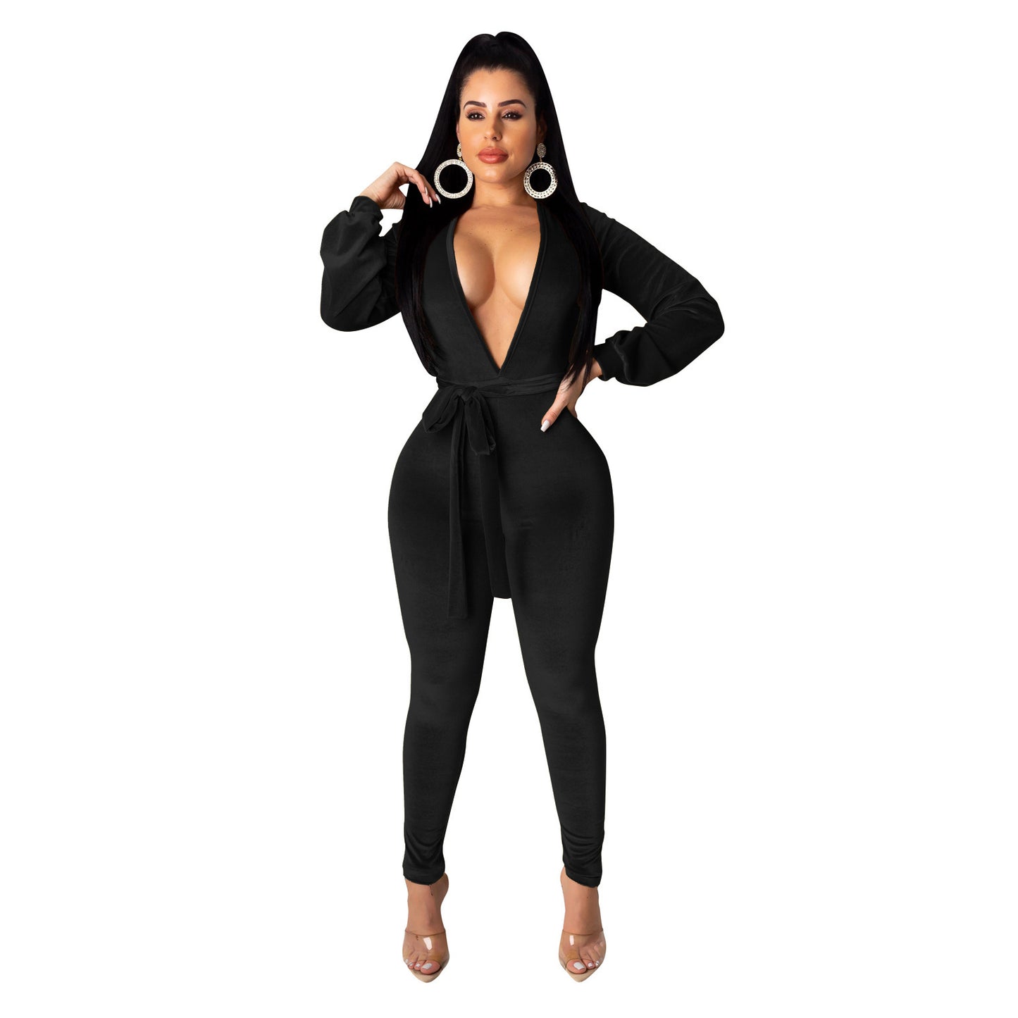 Sexy Fashion Solid Color Silver Fox Velvet Jumpsuit