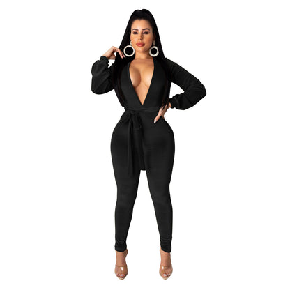 Sexy Fashion Solid Color Silver Fox Velvet Jumpsuit