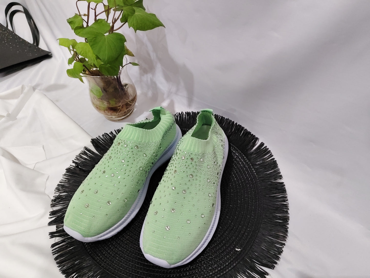 European And American Plus Size Rhinestone Stretch Sock Shoes Casual Men And Women Sneaker