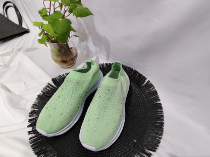 European And American Plus Size Rhinestone Stretch Sock Shoes Casual Men And Women Sneaker