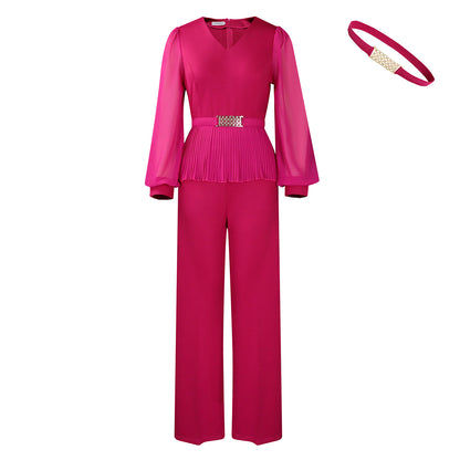 Pleated Waist Tight Top Wide Leg Pants Ol Suit