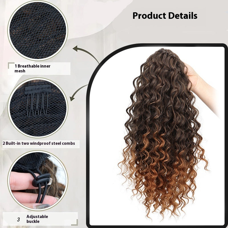 Wig Small Curly Ponytail Gradient Drawstring Wave
