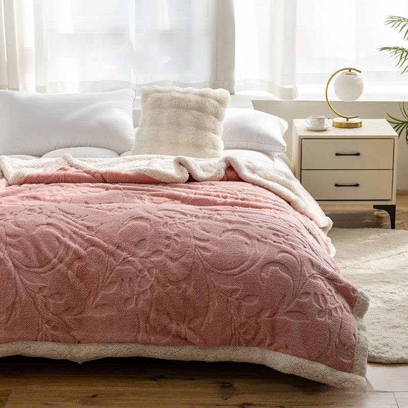 Double Thick Jacquard Berber Fleece Blanket Comfortable Cotton Thickened Warm
