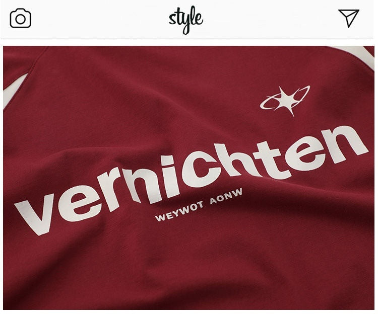 Cotton American Retro Patchwork Motorcycle Clothing Short Sleeve T-shirt