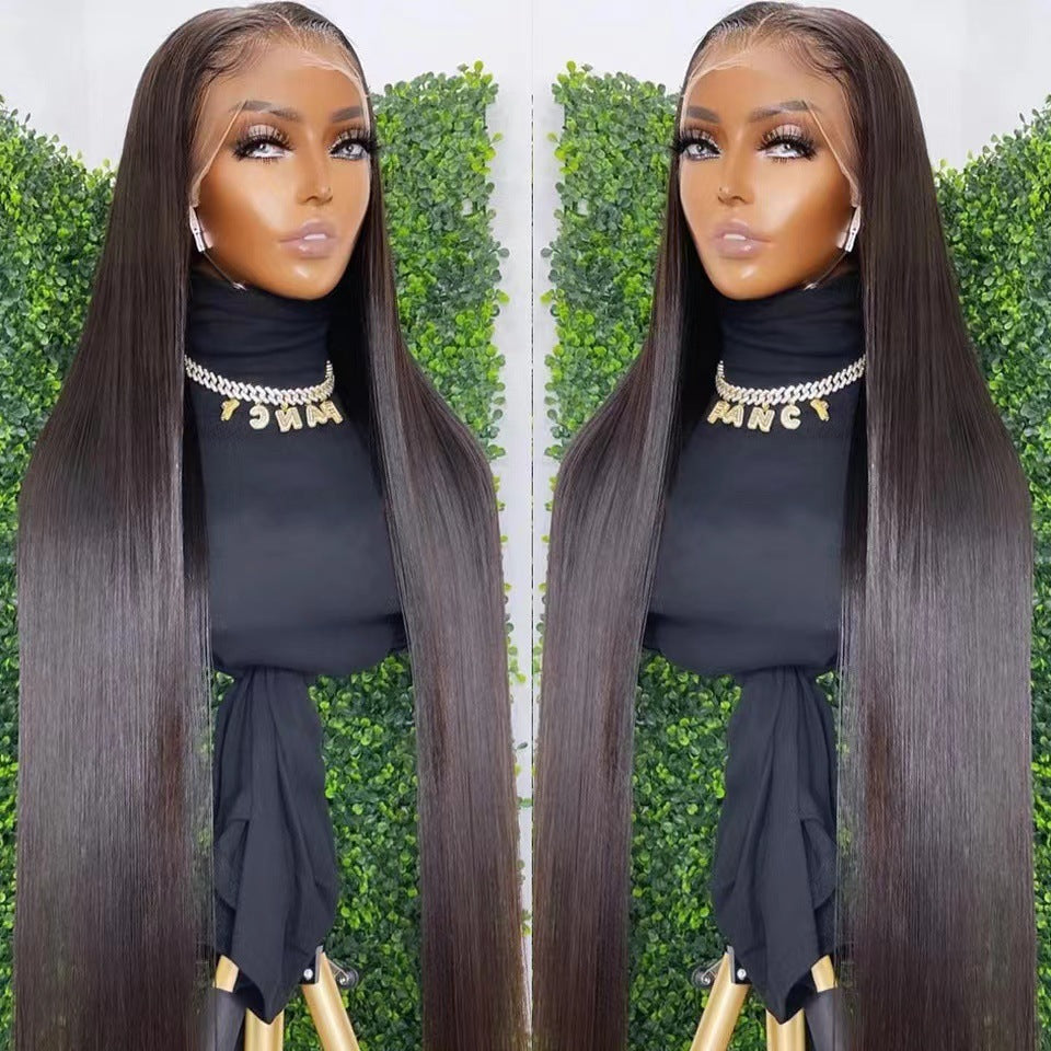 Front Lace Long Straight African Women Wig Head Cover