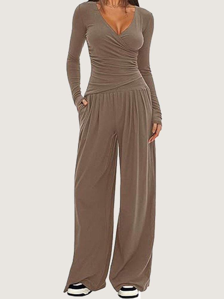 Women's Wide-leg Pants Long-sleeved Sportswear Suit