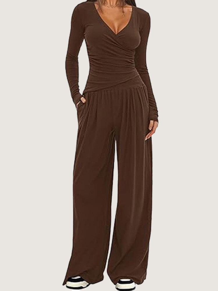 Women's Wide-leg Pants Long-sleeved Sportswear Suit